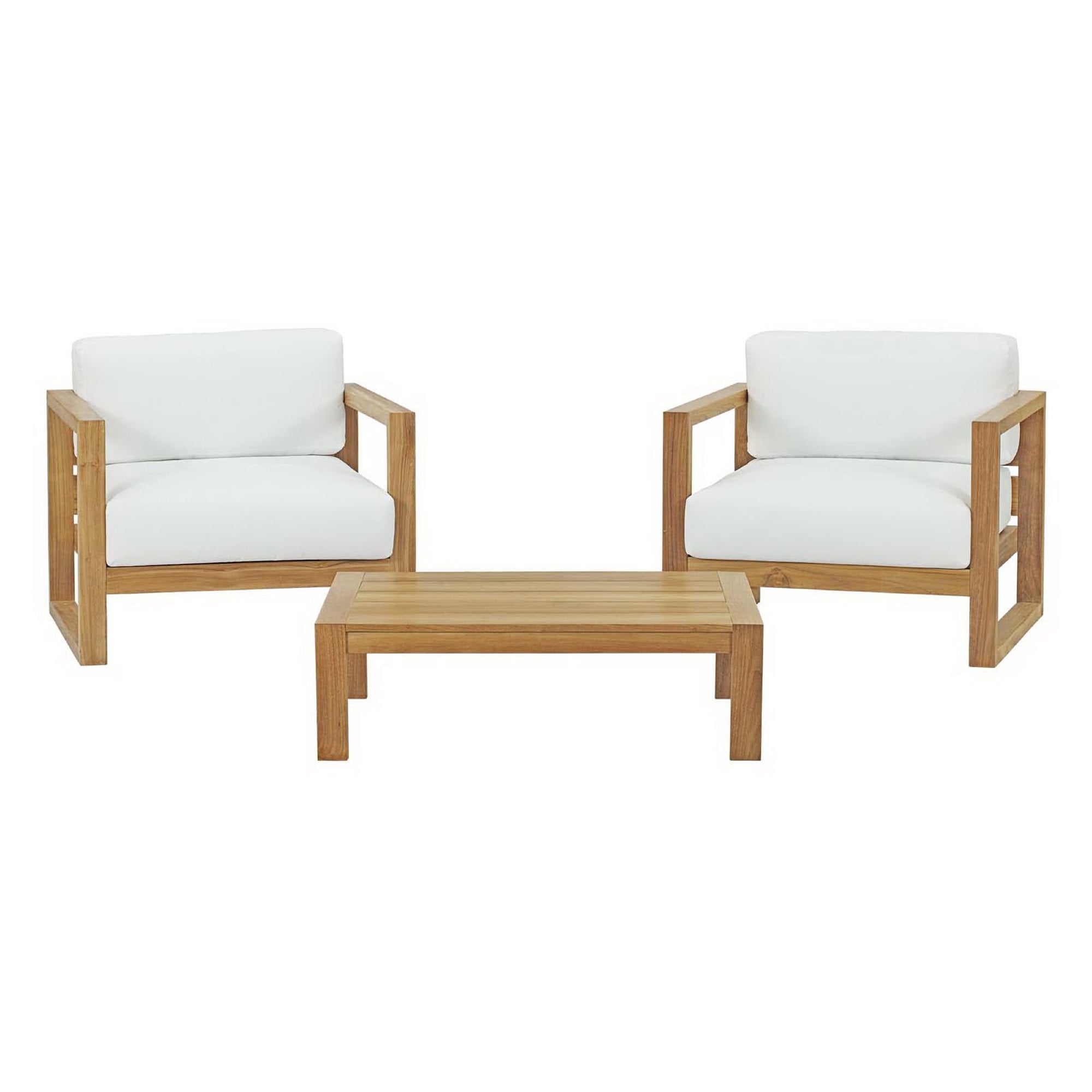 Upland 3 Piece Outdoor Patio Teak Set - Natural White