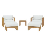Upland 5 Piece Outdoor Patio Teak Set - Natural White