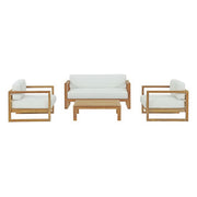 Upland 4 Piece Outdoor Patio Teak Set - Natural White
