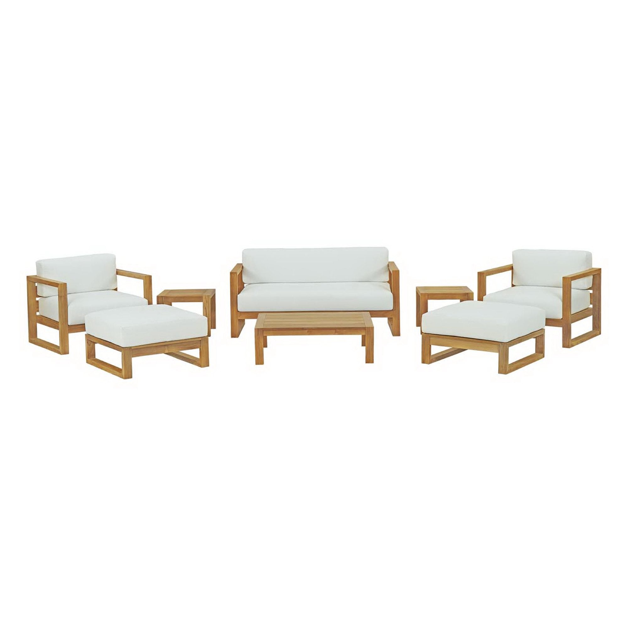 Upland 8 Piece Outdoor Patio Teak Set - Natural White