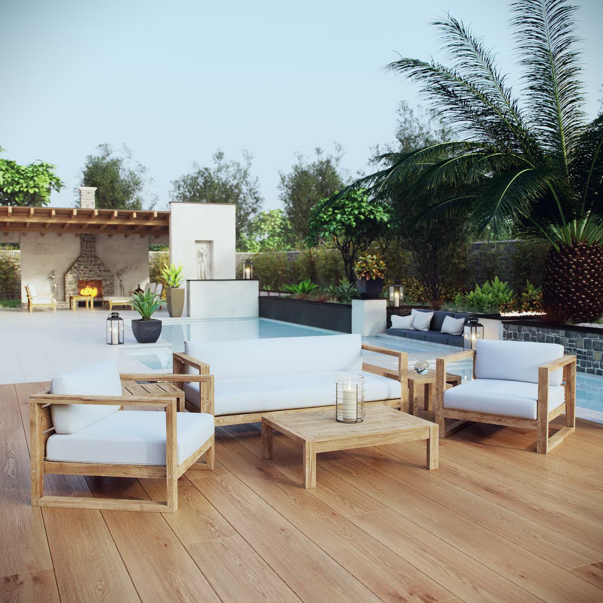 Upland 6 Piece Outdoor Patio Teak Set
