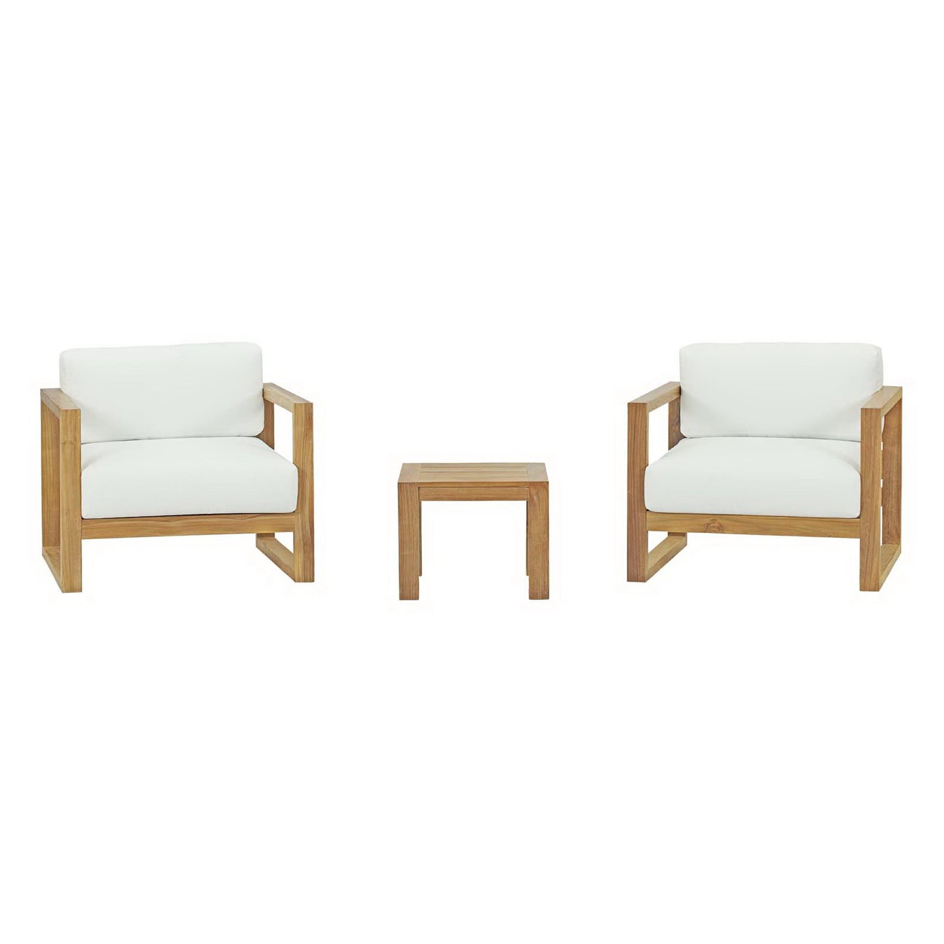 Upland 3 Piece Outdoor Patio Teak Set - Natural White