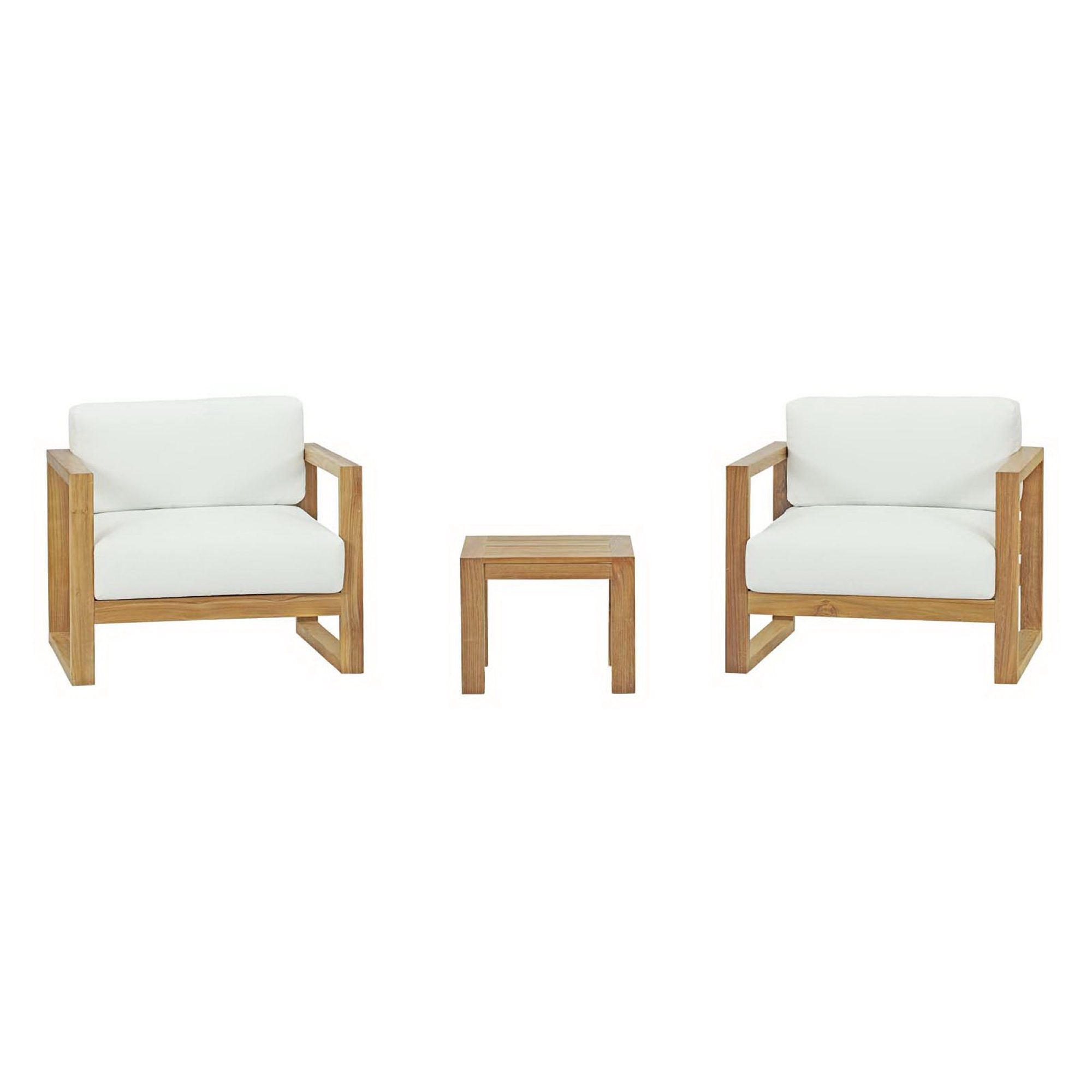 Upland 3 Piece Outdoor Patio Teak Set - Natural White