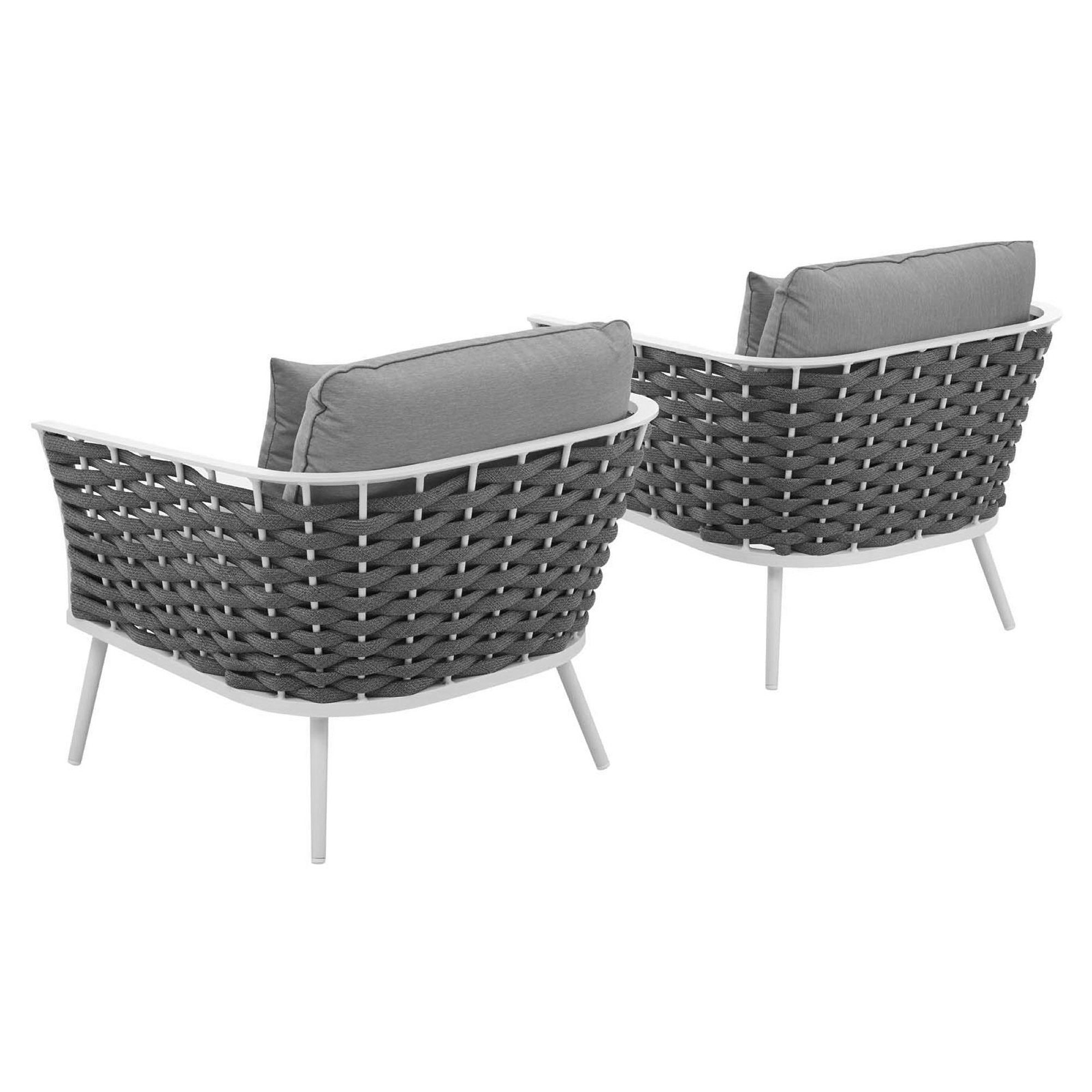 Stance Armchair Outdoor Patio Aluminum Set of 2 - White Navy
