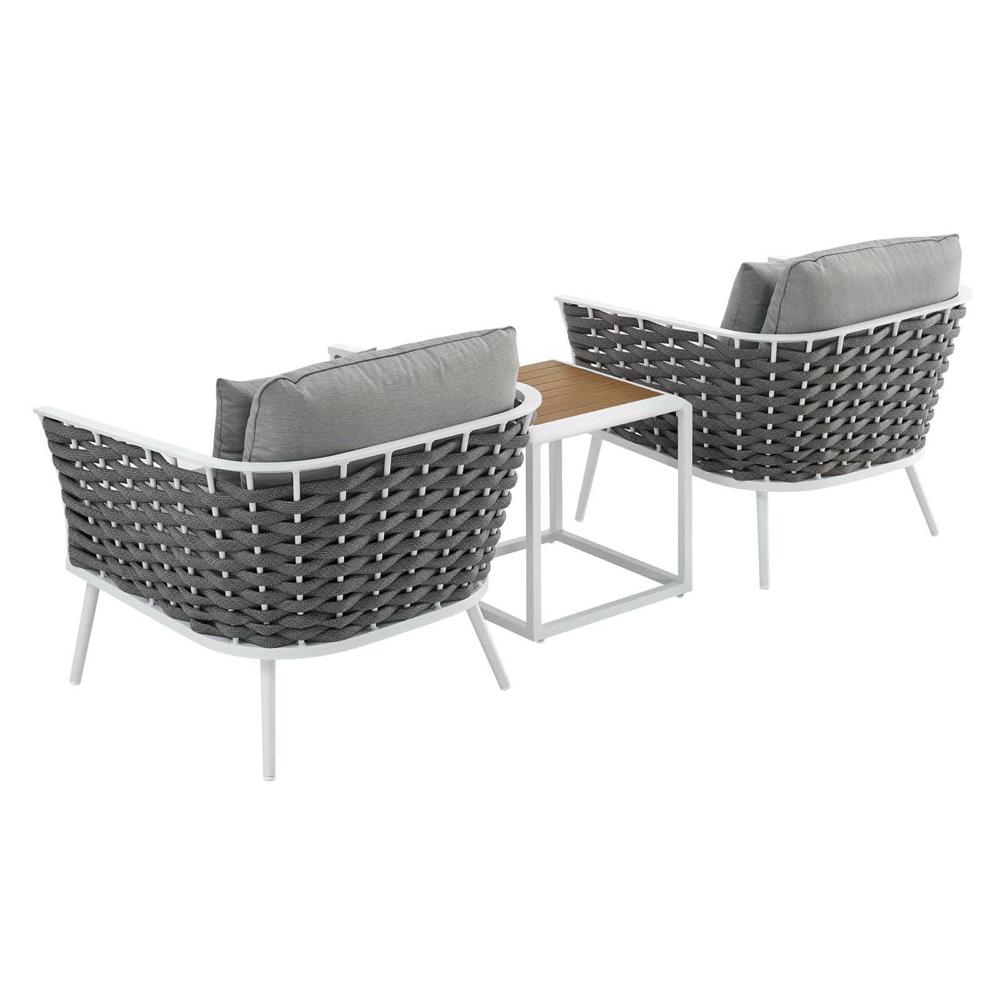 Stance 3 Piece Outdoor Patio Aluminum Sectional Sofa Set - White Navy