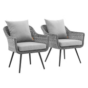 Endeavor Armchair Outdoor Patio Wicker Rattan Set of 2 - Gray Gray