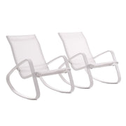Traveler Rocking Lounge Chair Outdoor Patio Mesh Sling Set of 2 - White White