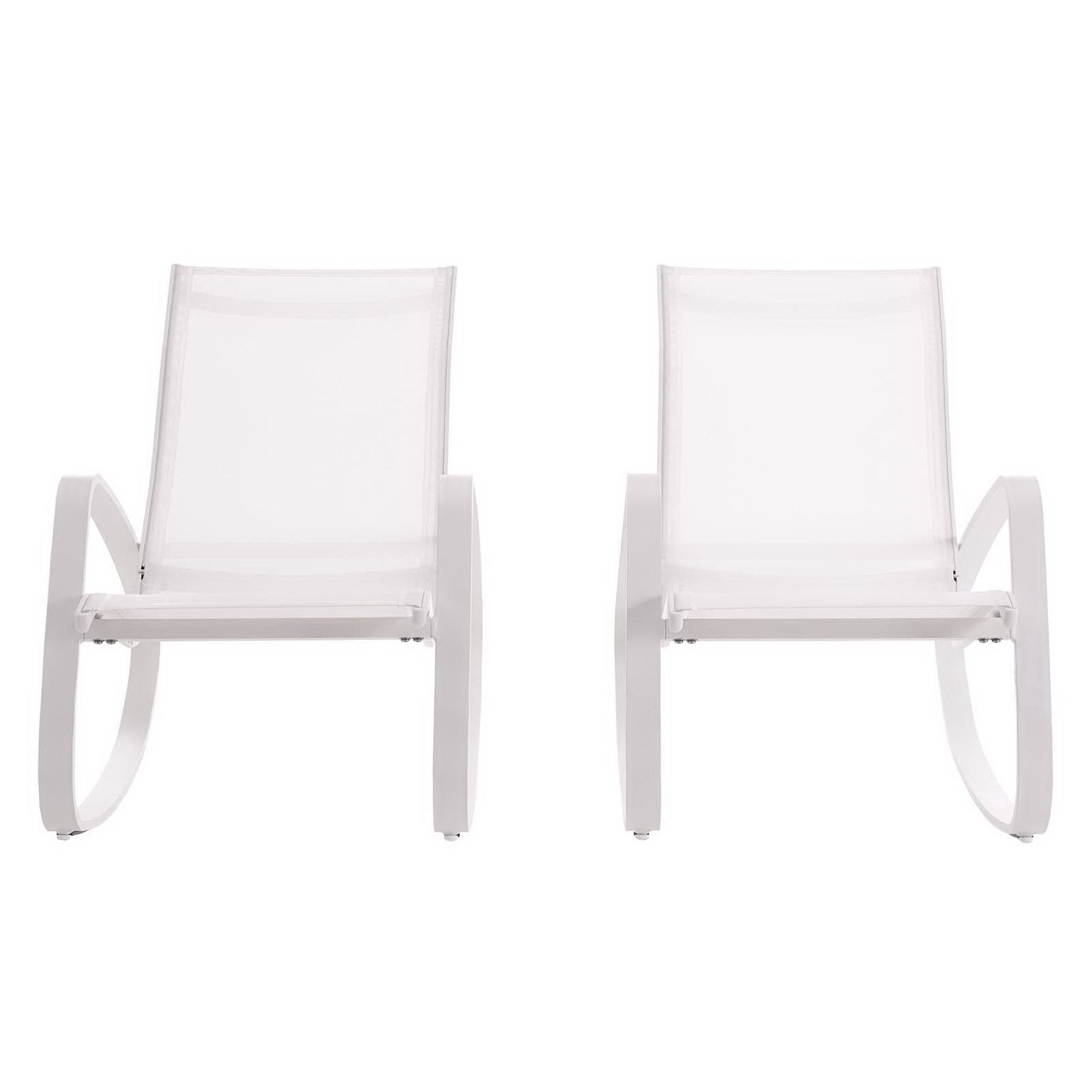 Traveler Rocking Lounge Chair Outdoor Patio Mesh Sling Set of 2