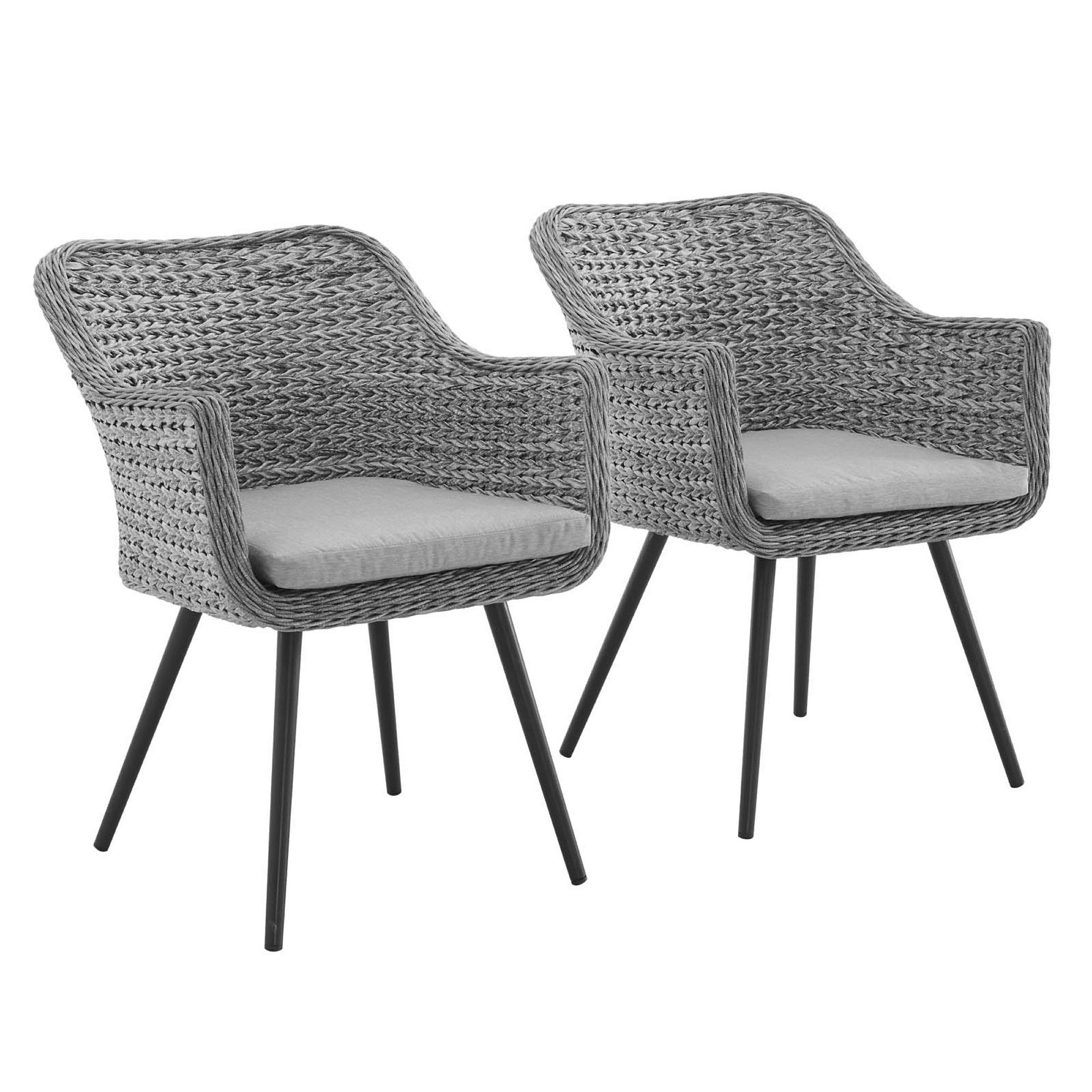 Endeavor Dining Armchair Outdoor Patio Wicker Rattan Set of 2 - Gray Gray