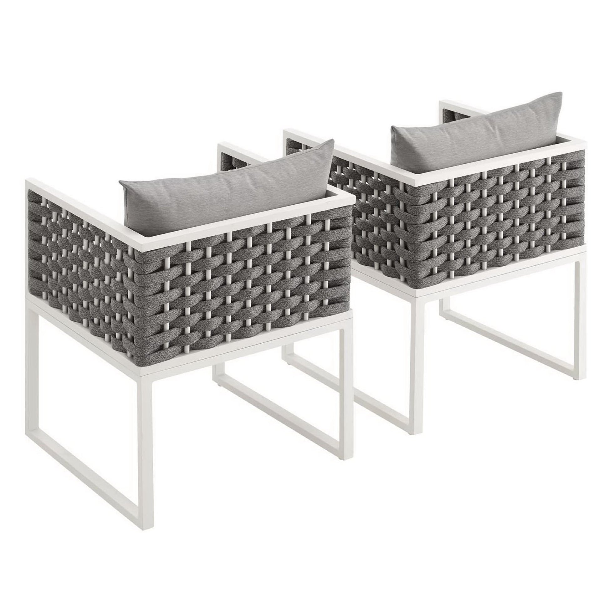 Stance Dining Armchair Outdoor Patio Aluminum Set of 2 - White Navy