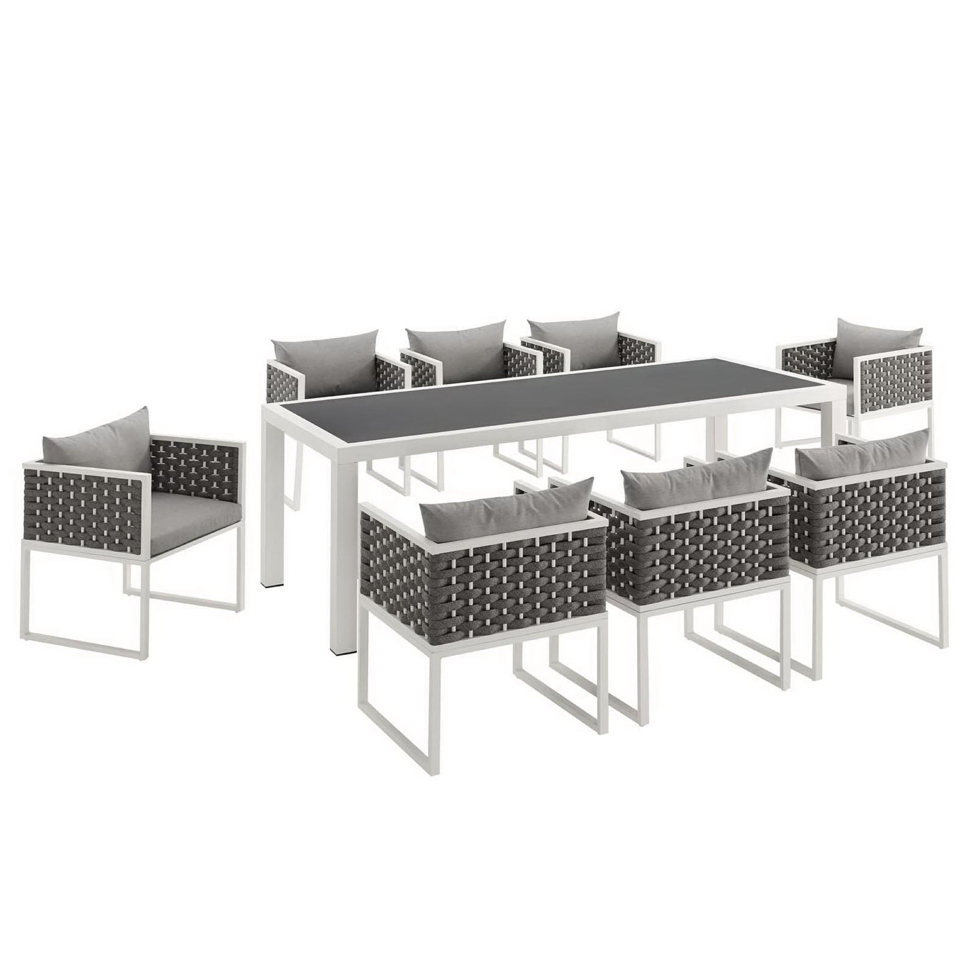 Stance 9 Piece Outdoor Patio Aluminum Dining Set - White Navy