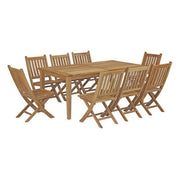 Marina 9 Piece Outdoor Patio Teak Dining Set - Natural