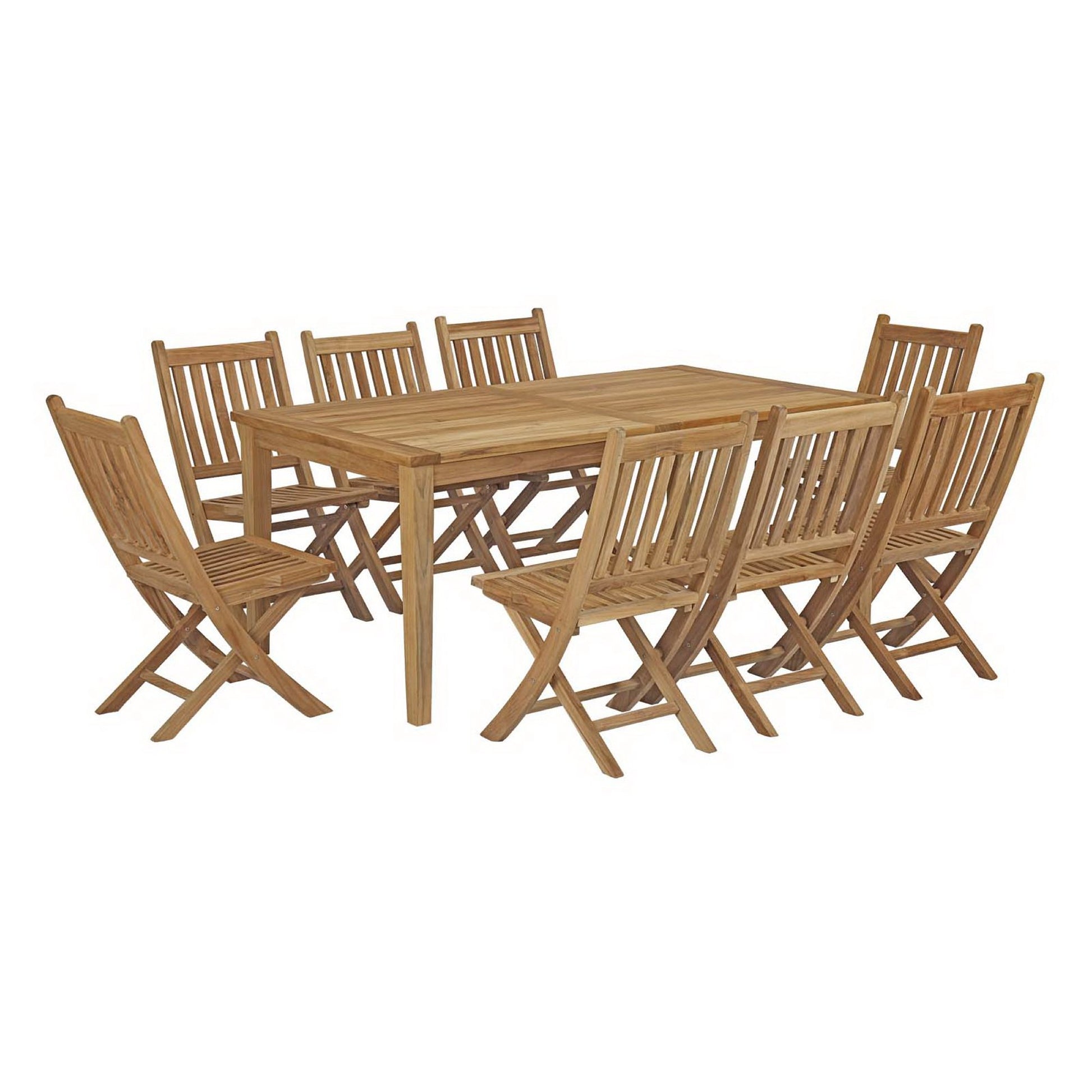 Marina 9 Piece Outdoor Patio Teak Dining Set - Natural