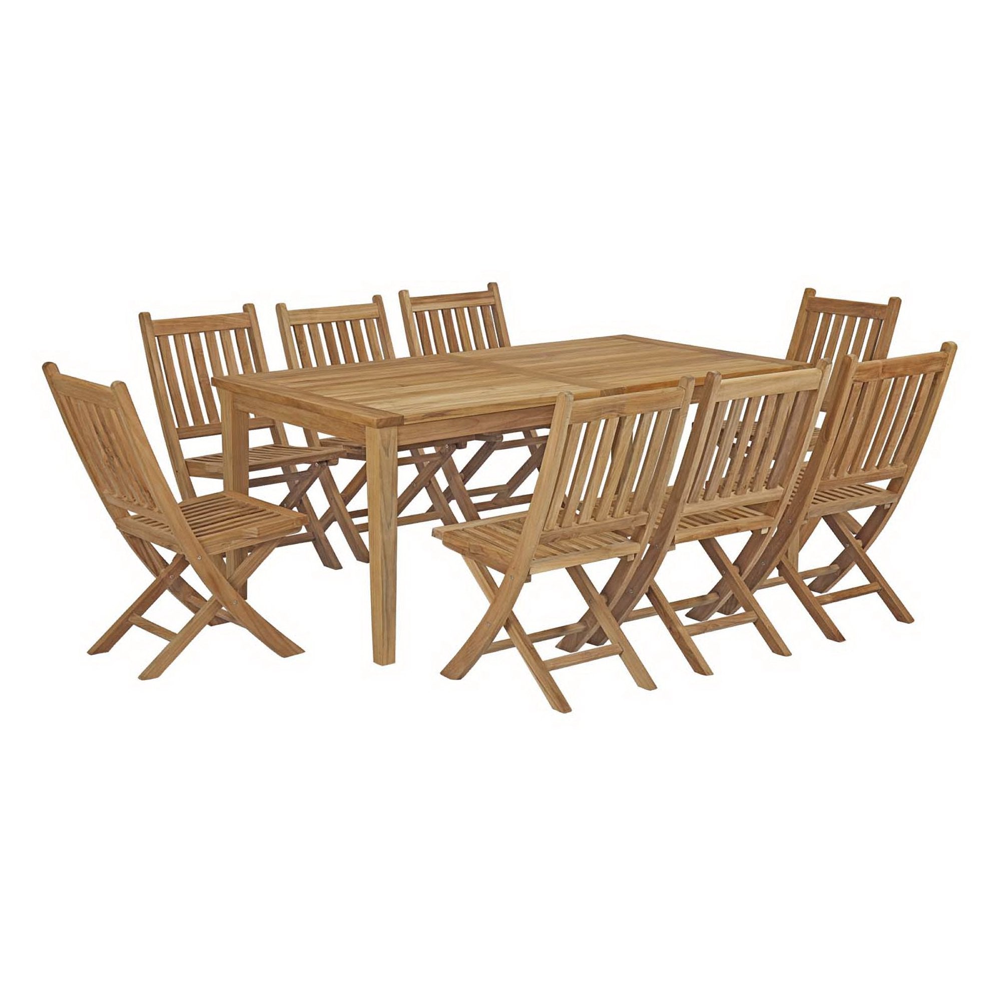 Marina 9 Piece Outdoor Patio Teak Dining Set - Natural