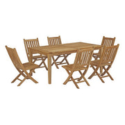 Marina 7 Piece Outdoor Patio Teak Dining Set - Natural