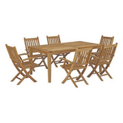 Marina 7 Piece Outdoor Patio Teak Dining Set - Natural