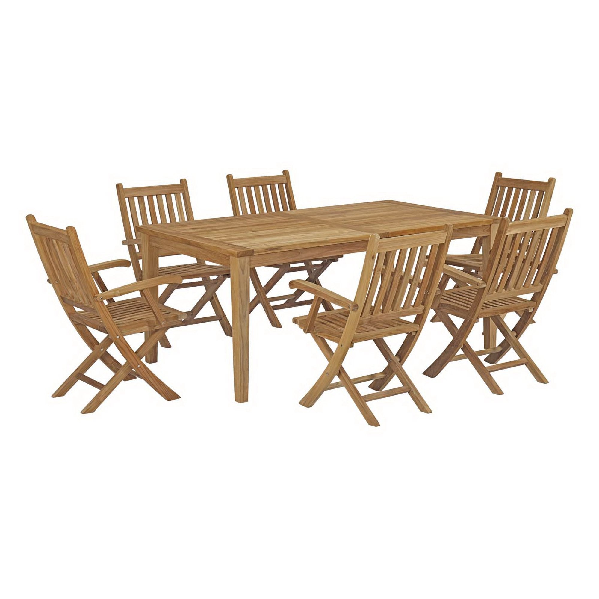 Marina 7 Piece Outdoor Patio Teak Dining Set - Natural