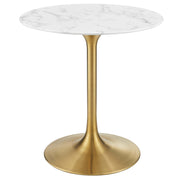 Lippa 28" Round Faux Marble Dining Table - Gold White