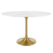 Lippa 48" Oval Faux Marble Dining Table - Gold White