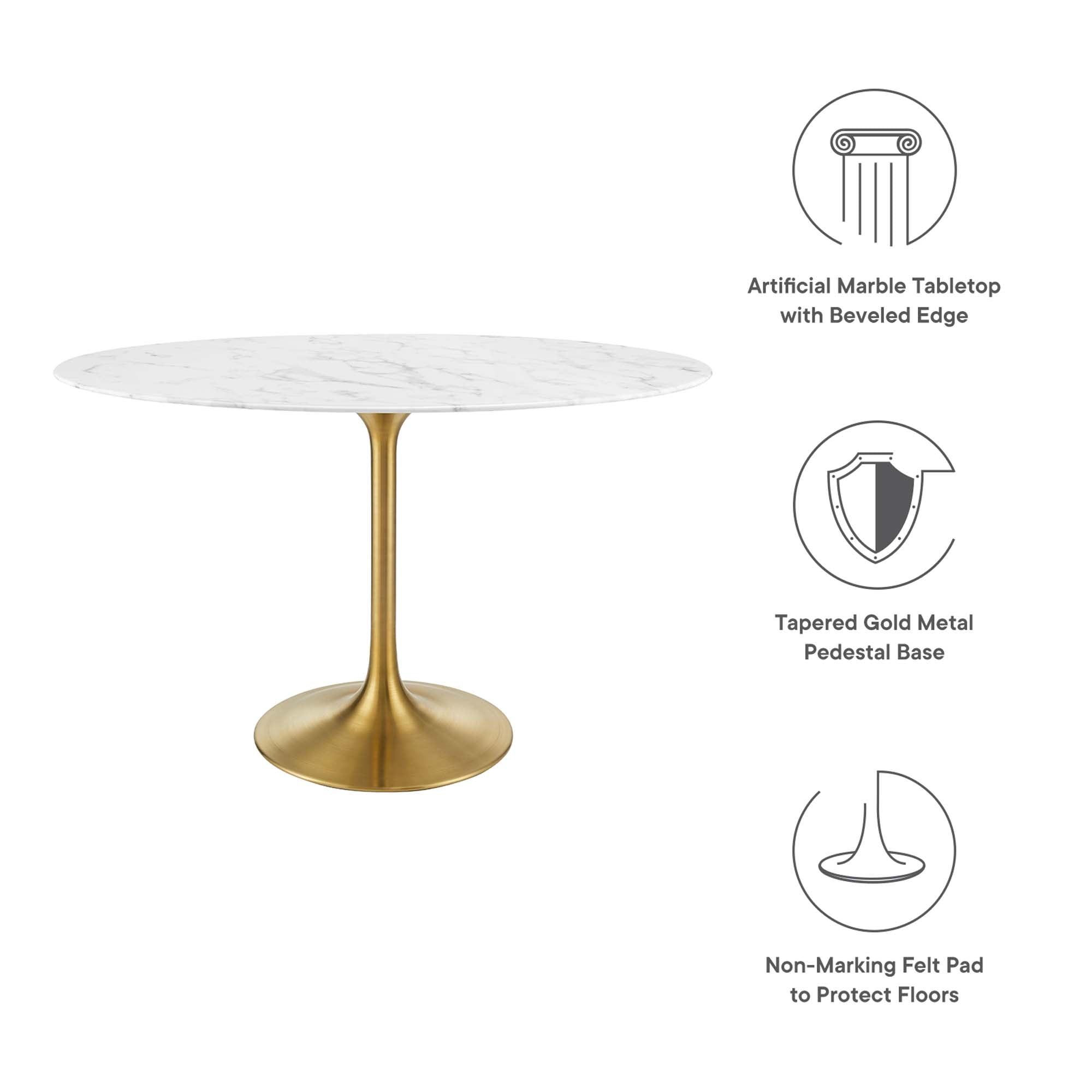 Lippa 48" Oval Faux Marble Dining Table