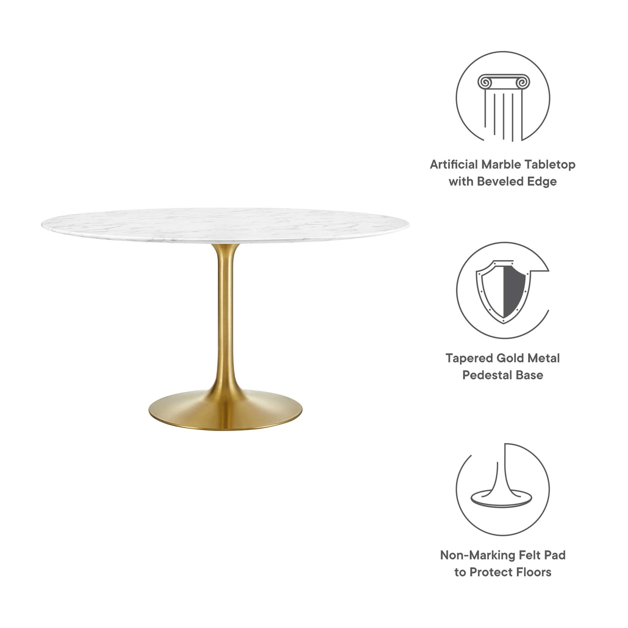 Lippa 54" Round Faux Marble Dining Table