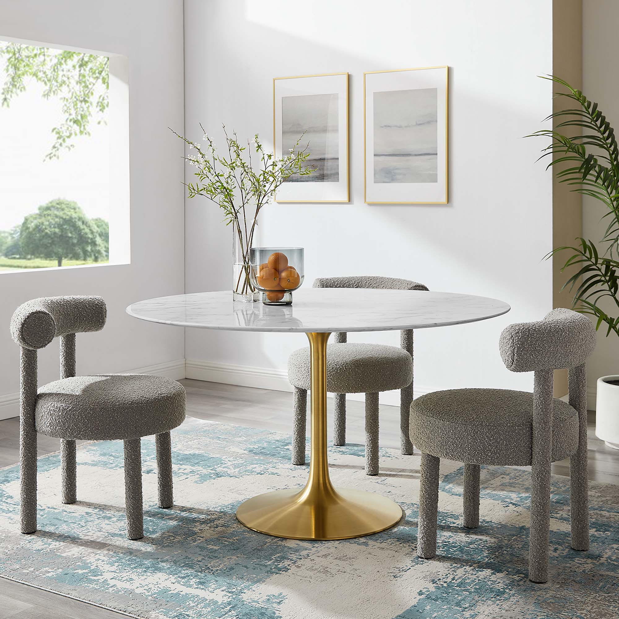 Lippa 54" Round Faux Marble Dining Table