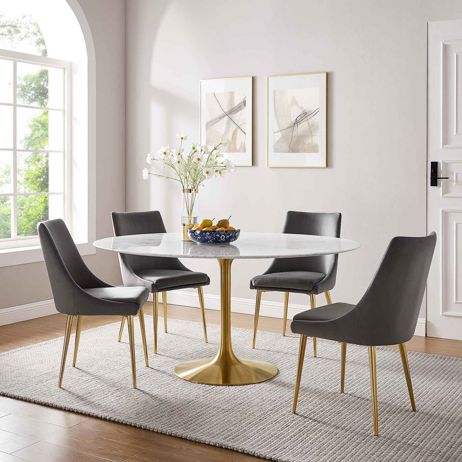 Lippa 60" Round Faux Marble Dining Table