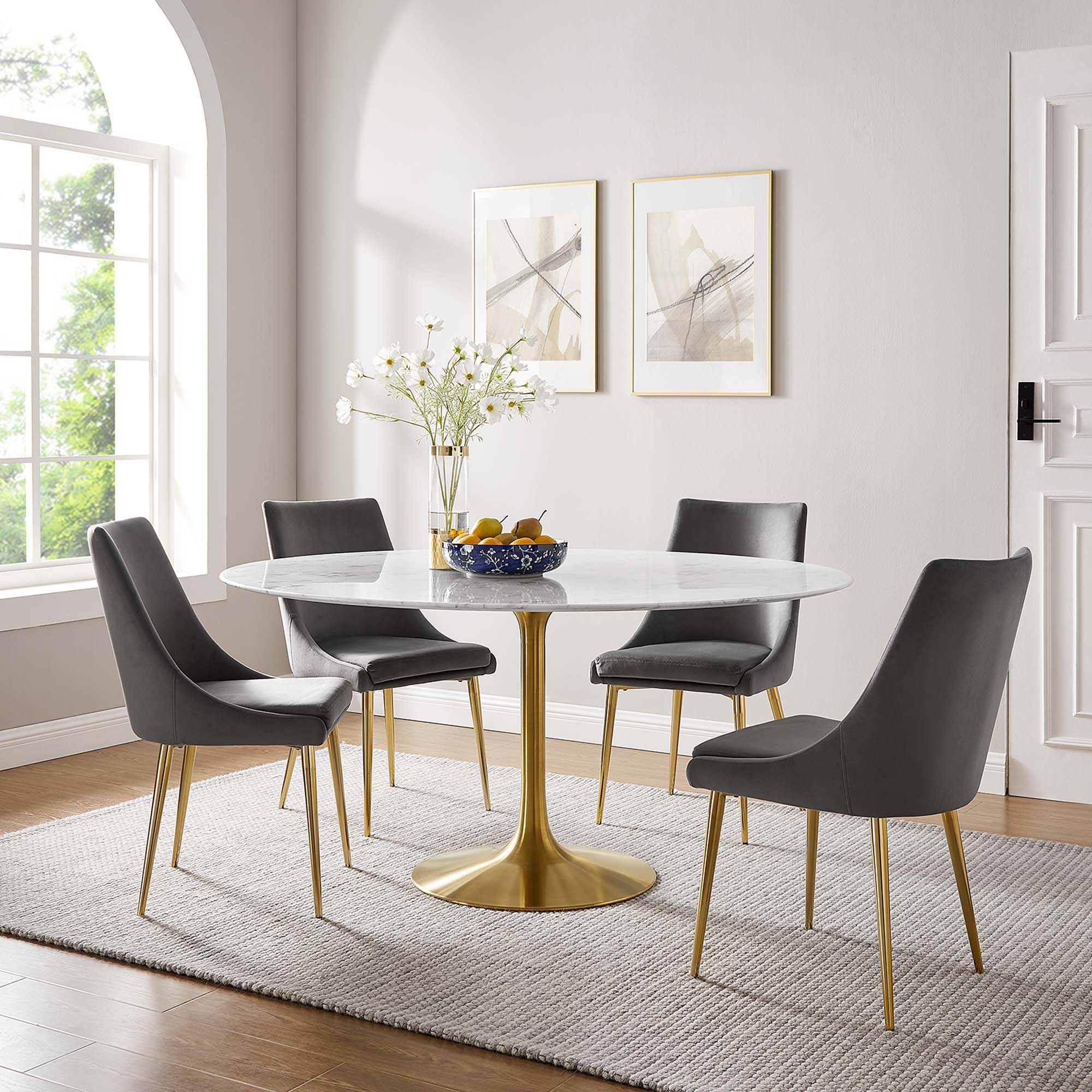 Lippa 60" Round Faux Marble Dining Table