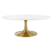 Lippa 42" Oval Wood Coffee Table - Gold White