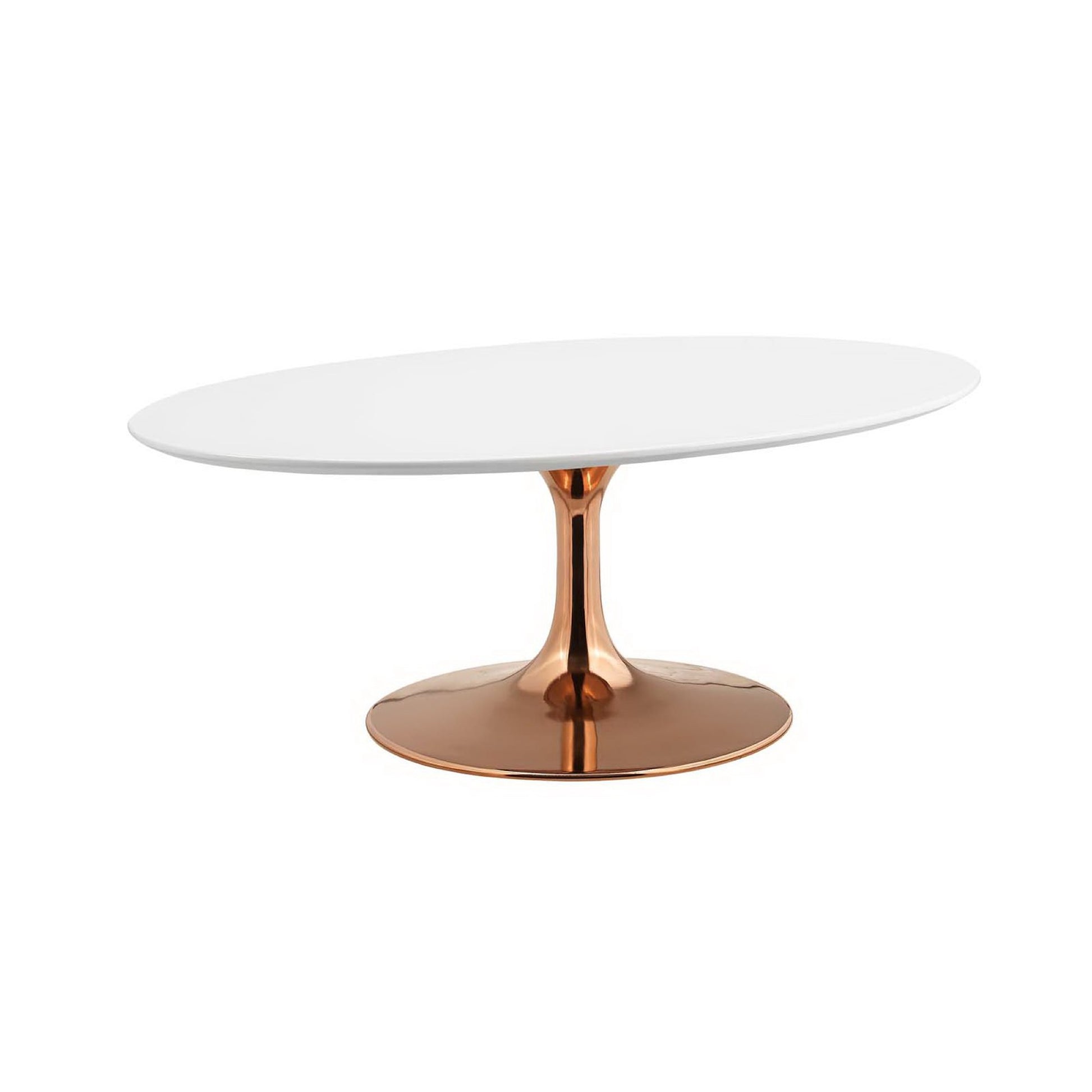 Lippa 42" Oval-Shaped Wood Coffee Table - Rose White