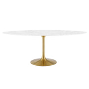 Lippa 78" Oval Faux Marble Dining Table - Gold White