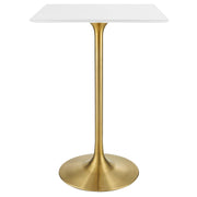 Lippa 28" Square Wood Bar Table - Gold White