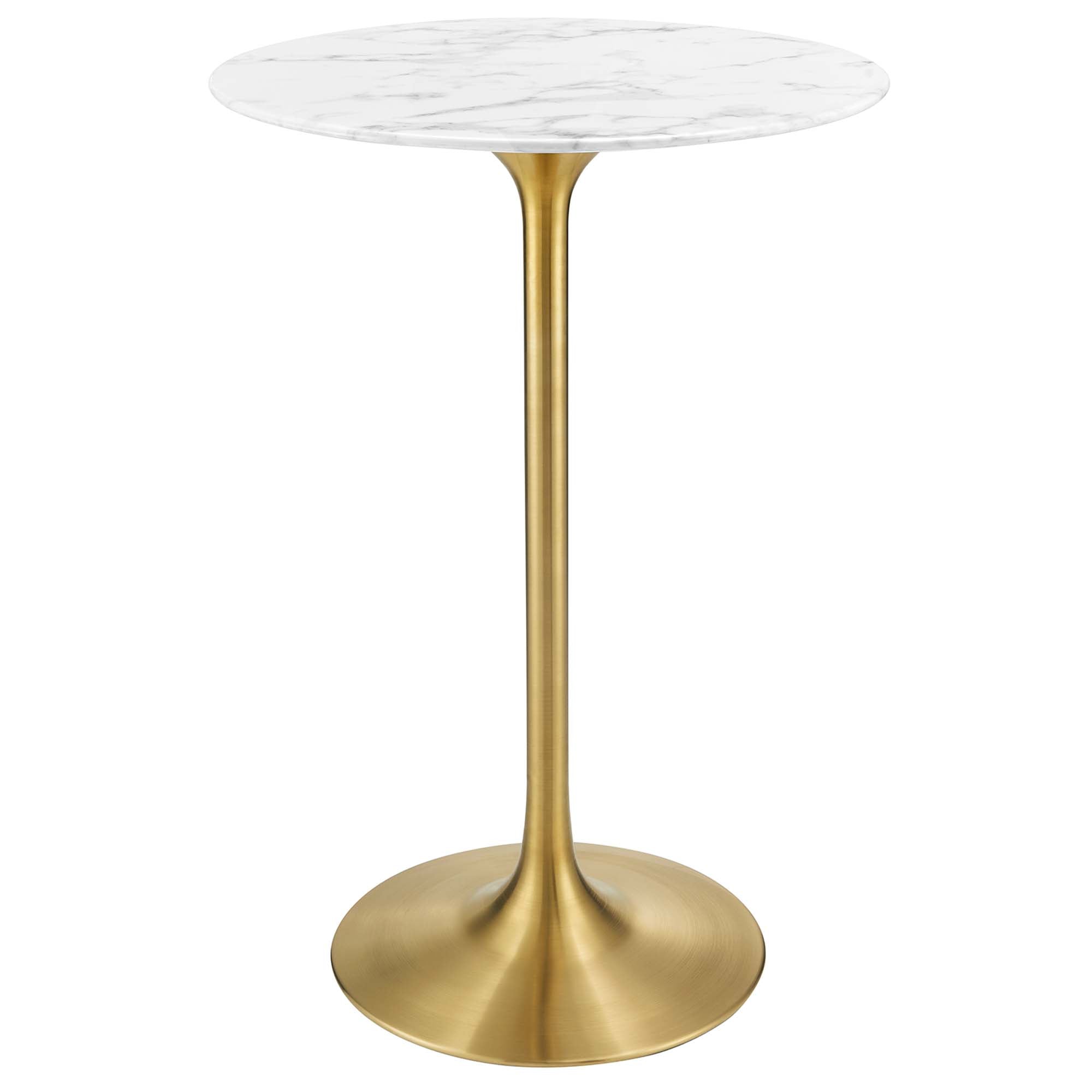 Lippa Round Artificial Marble Bar Table - Gold White