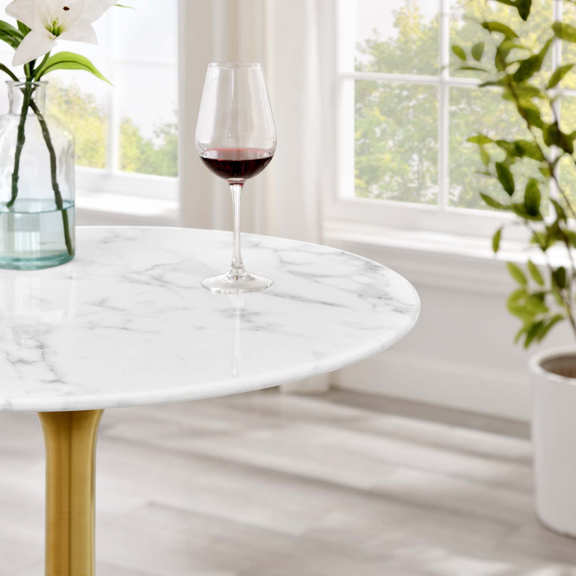 Lippa Round Artificial Marble Bar Table