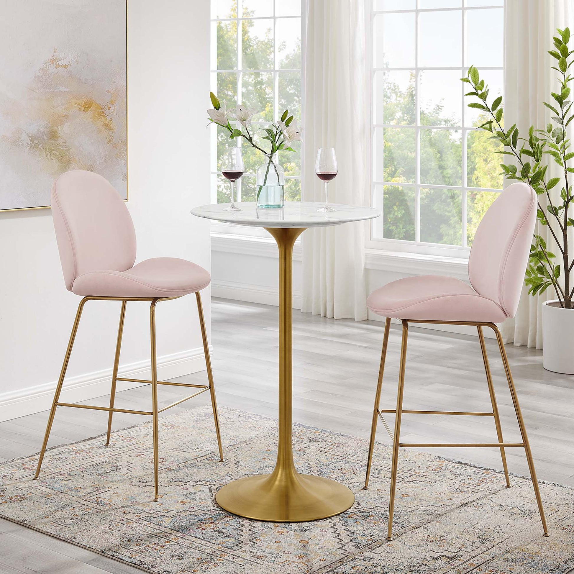 Lippa Round Artificial Marble Bar Table