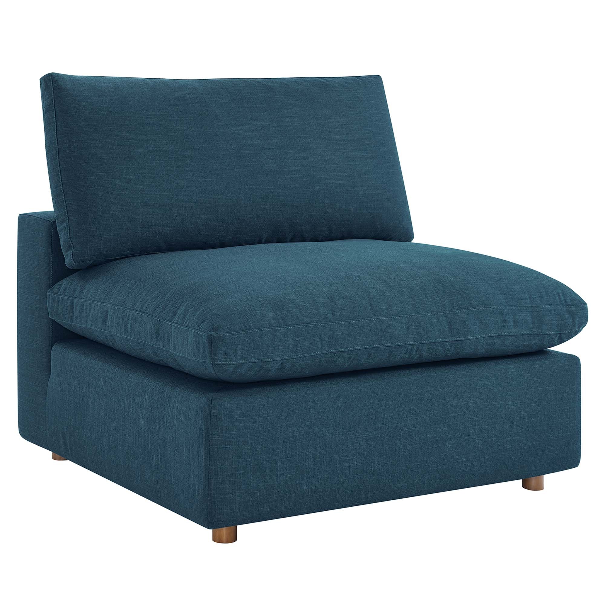 Commix Down Filled Overstuffed Armless Chair - Azure