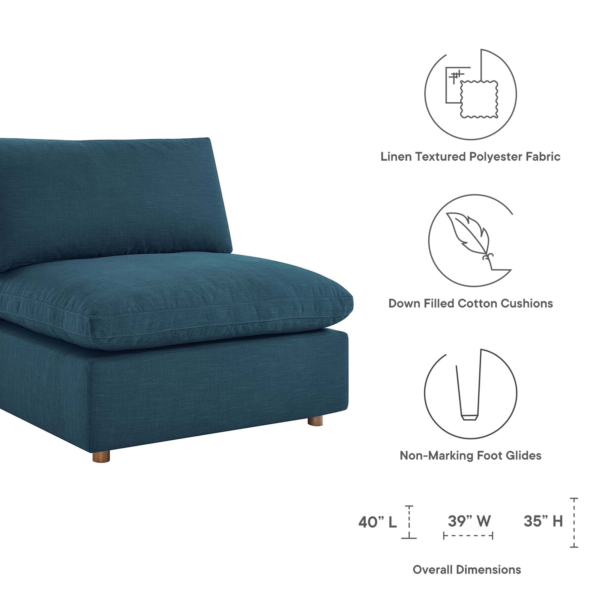 Commix Down Filled Overstuffed Armless Chair - Beige