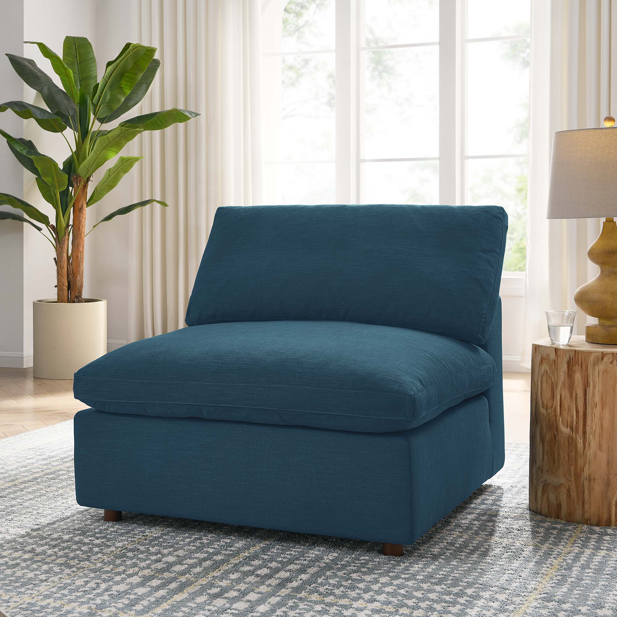 Commix Down Filled Overstuffed Armless Chair - Pure White