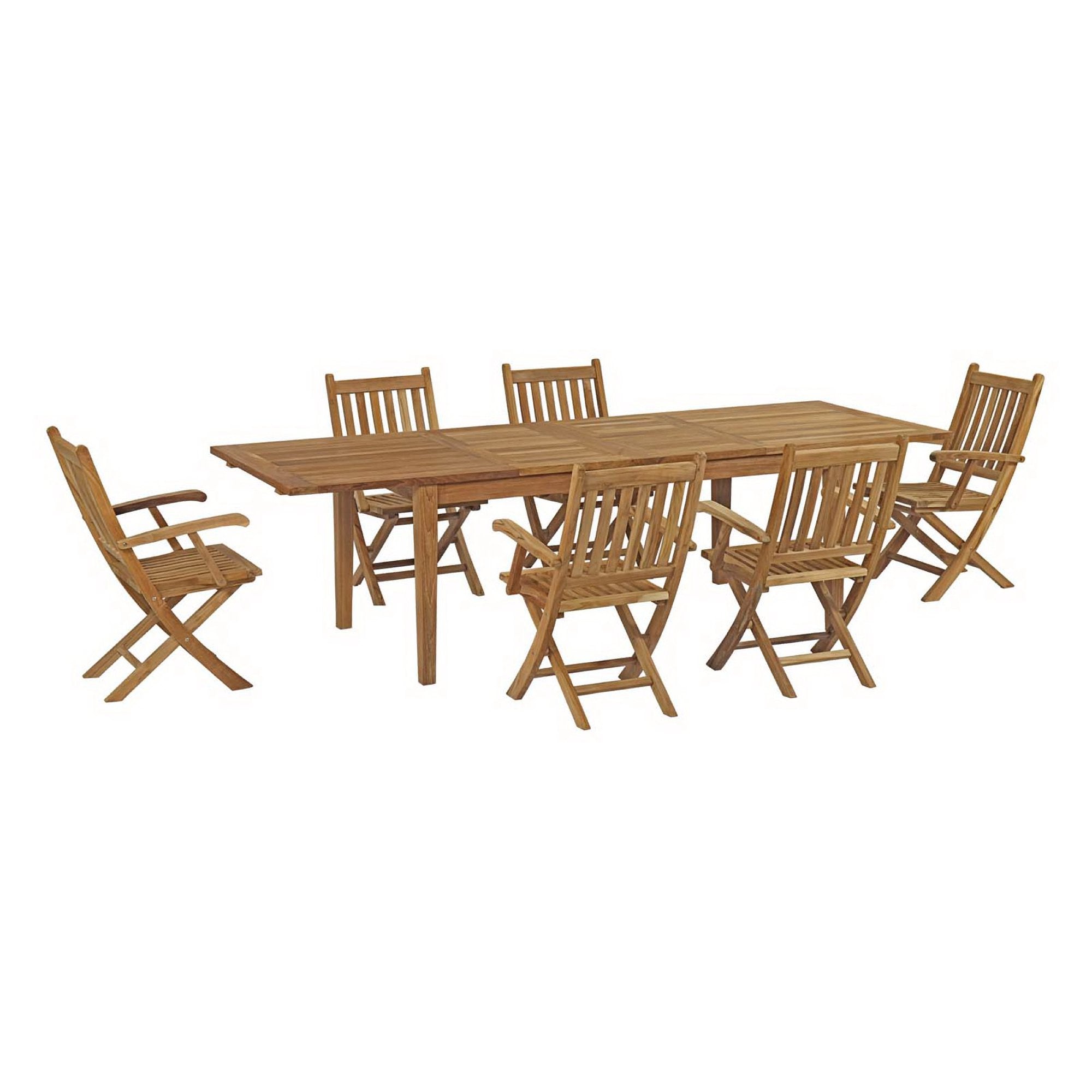 Marina 7 Piece Outdoor Patio Teak Dining Set - Natural