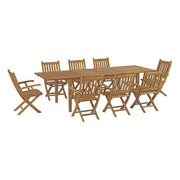Marina 9 Piece Outdoor Patio Teak Dining Set - Natural