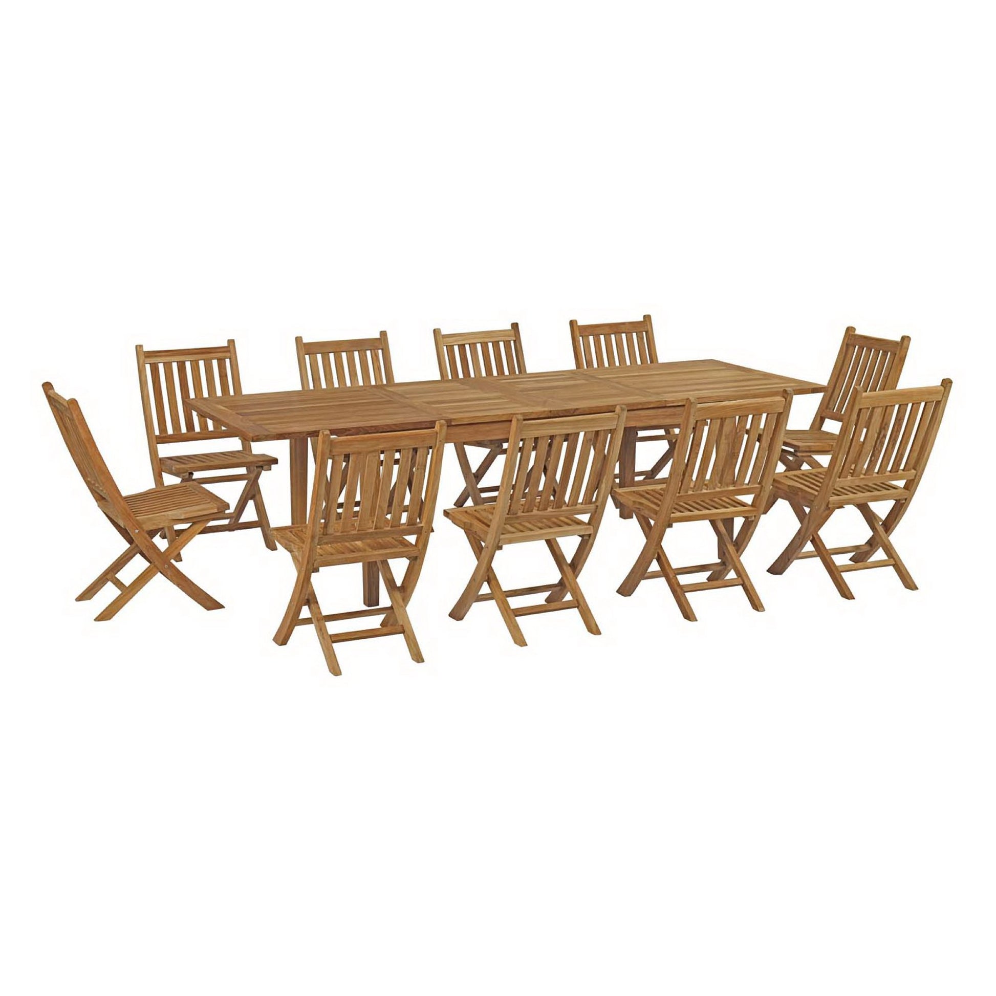 Marina 11 Piece Outdoor Patio Teak Dining Set - Natural