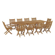 Marina 11 Piece Outdoor Patio Teak Dining Set - Natural