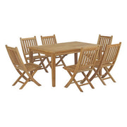 Marina 7 Piece Outdoor Patio Teak Dining Set - Natural