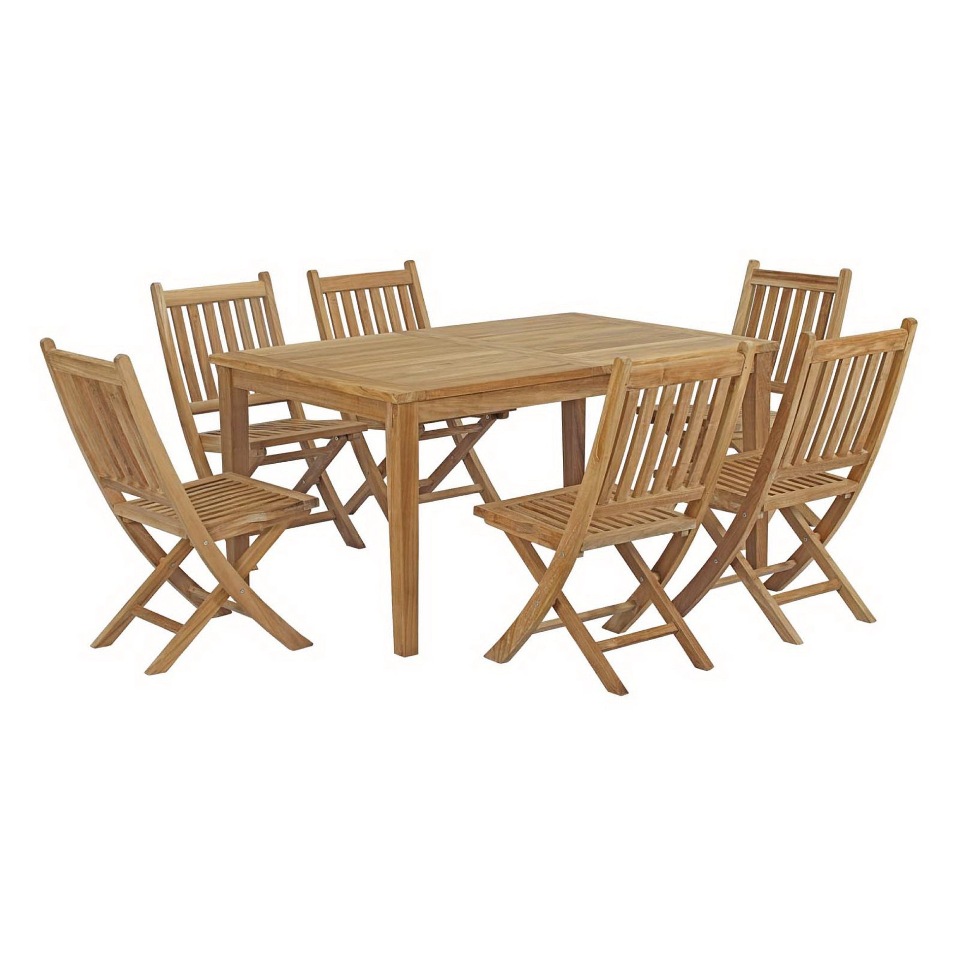 Marina 7 Piece Outdoor Patio Teak Dining Set - Natural