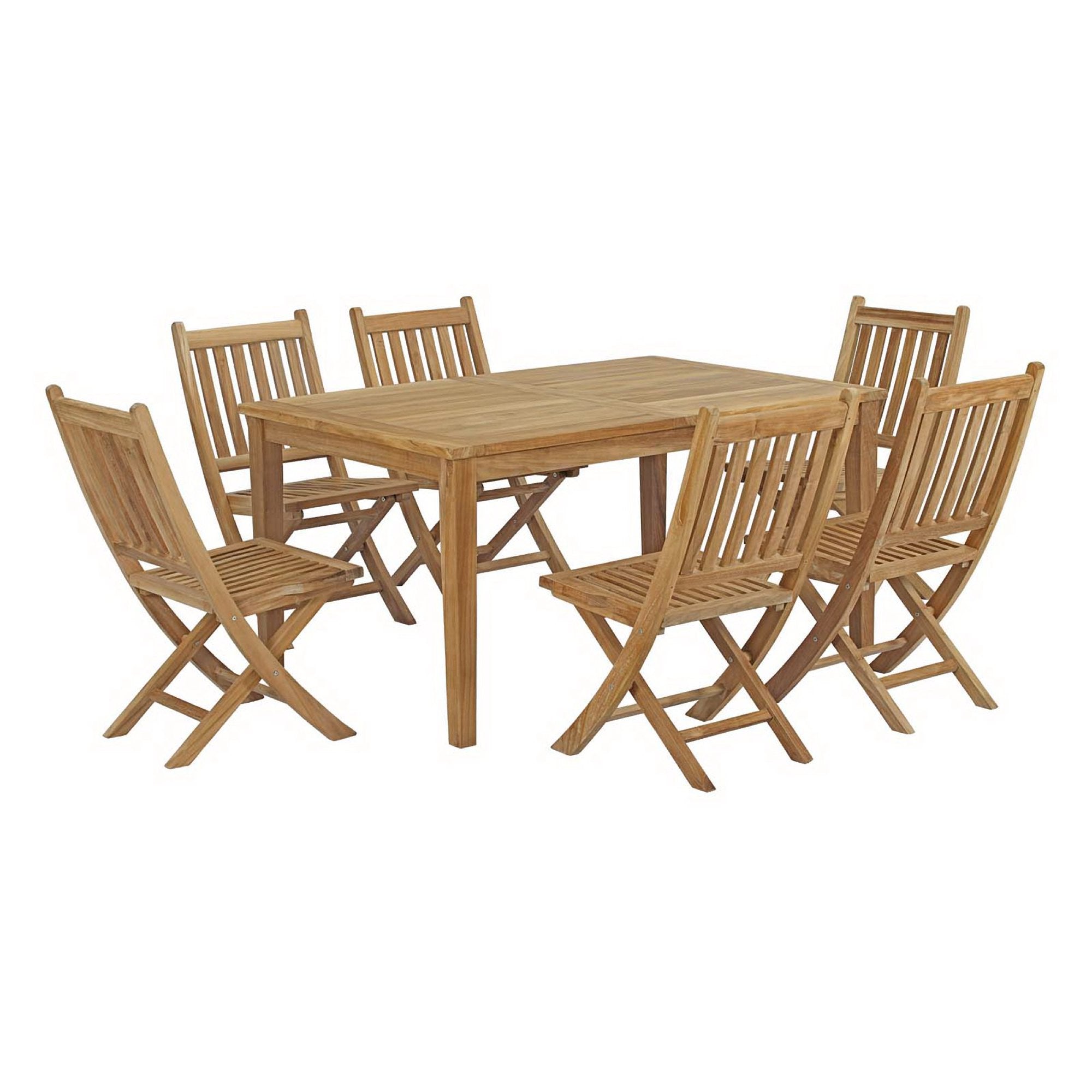 Marina 7 Piece Outdoor Patio Teak Dining Set - Natural
