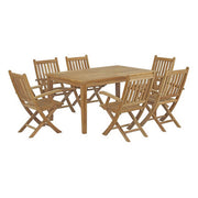 Marina 7 Piece Outdoor Patio Teak Dining Set - Natural