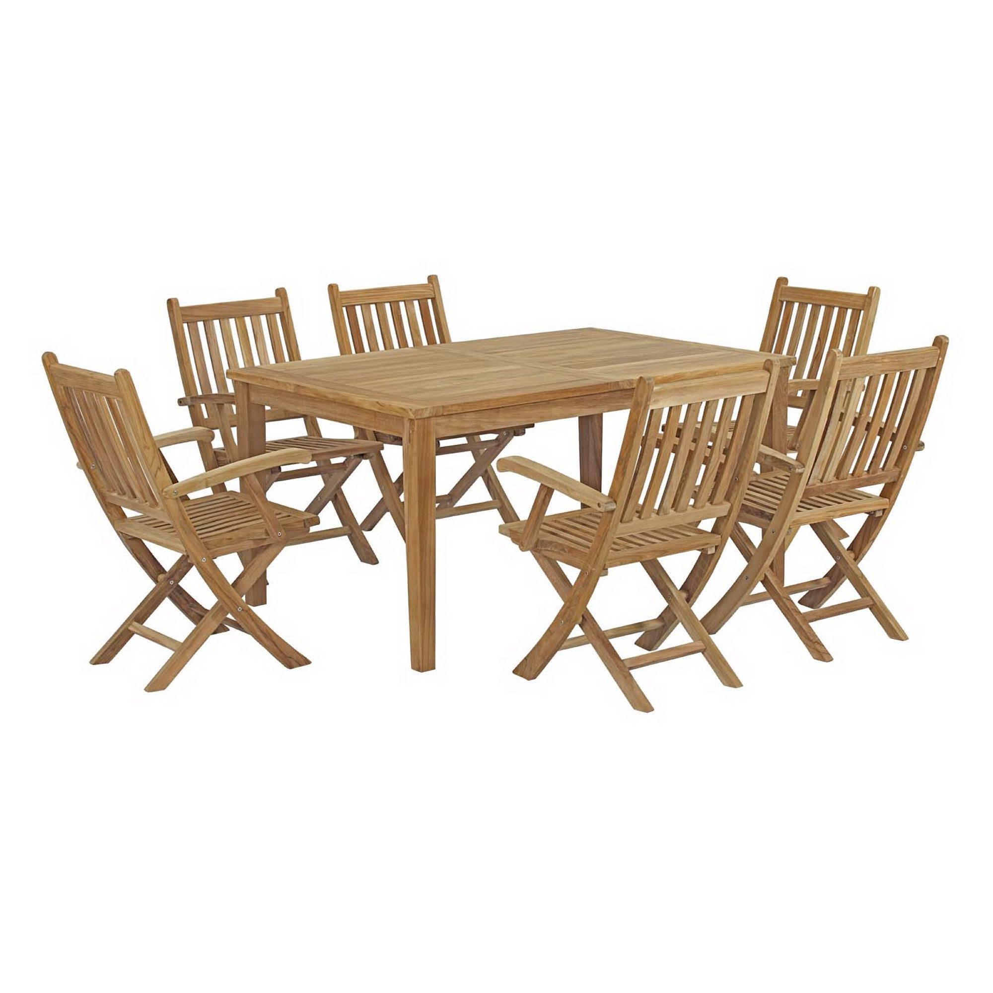 Marina 7 Piece Outdoor Patio Teak Dining Set - Natural
