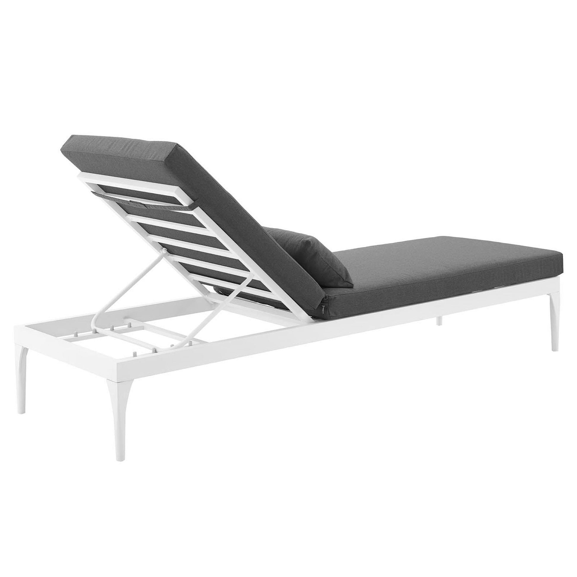 Perspective Cushion Outdoor Patio Chaise Lounge Chair - White Striped Gray
