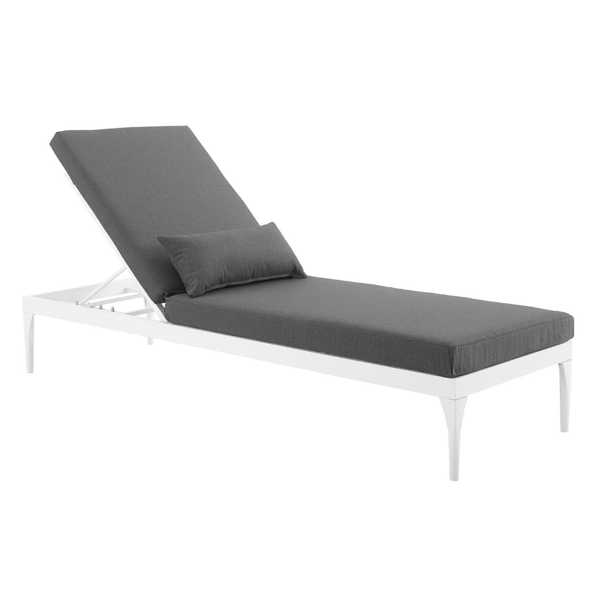 Perspective Cushion Outdoor Patio Chaise Lounge Chair - White Gray