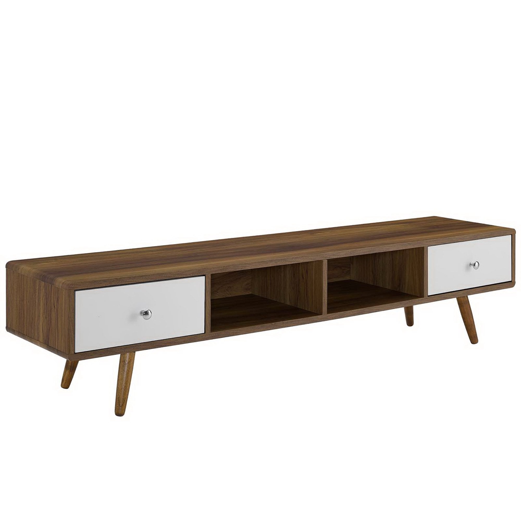 Transmit 70" Media Console Wood TV Stand - Walnut White